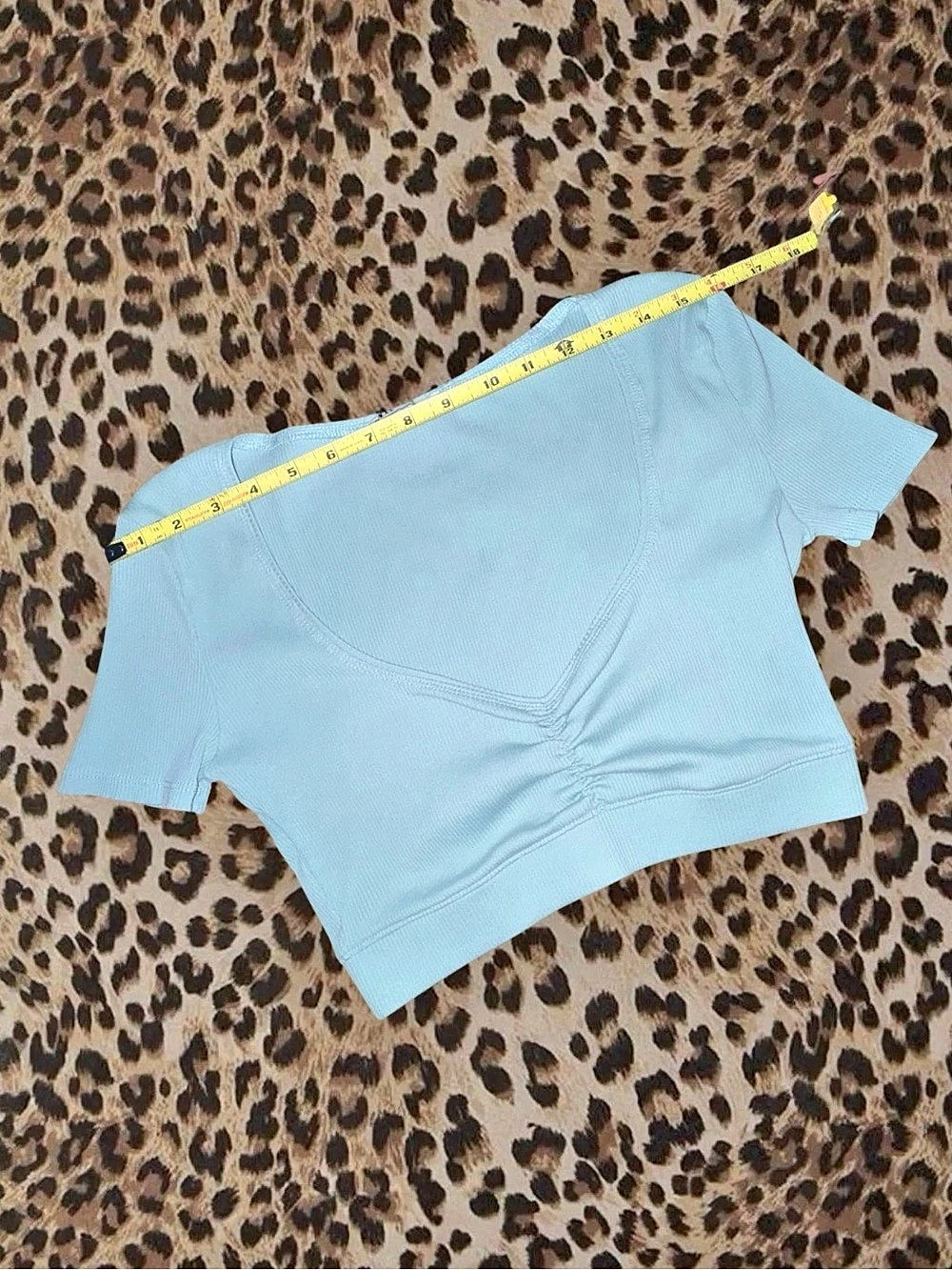 Zara Ribbed Ruched Crop Top Blue Size Medium - Picture 5 of 5